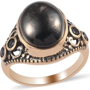 Elite Shungite and Natural Thai Black SpinelRing